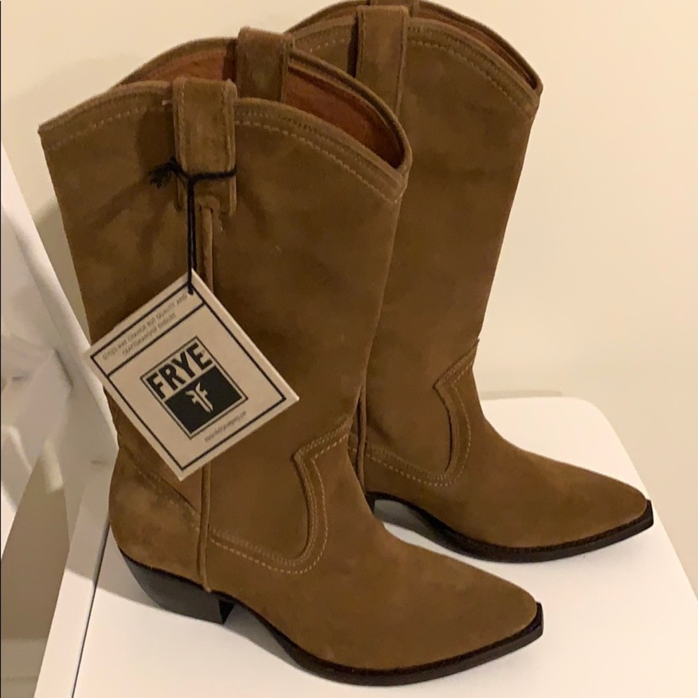 Suede Frye cowboy boots